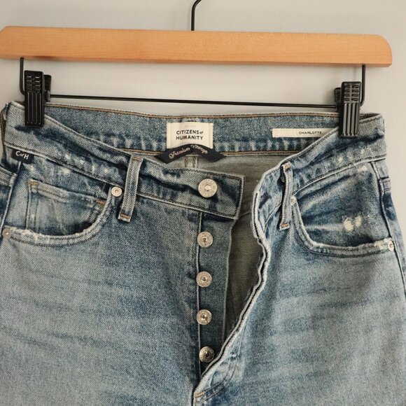 Citizens of Humanity Charlotte Women's 24 Blue Denim High Rise Straight Leg Jean - Picture 4 of 15
